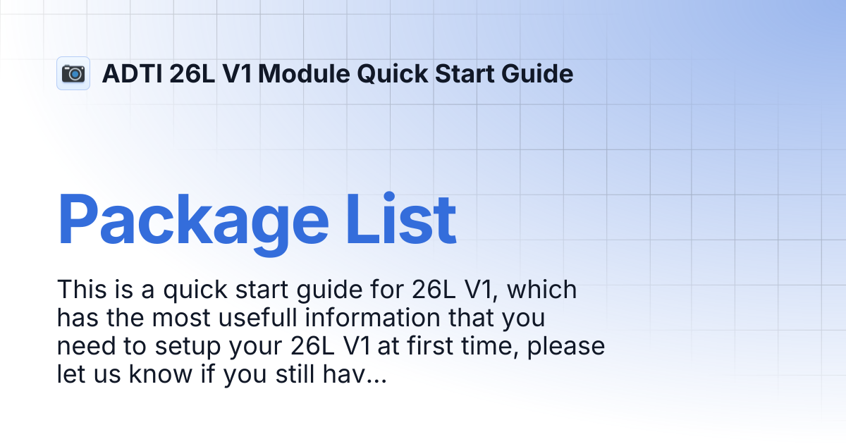 Package List | ADTI 26L V1 Module Quick Start Guide