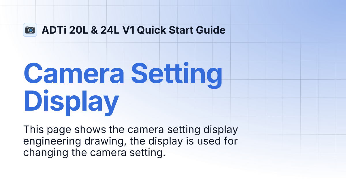 Camera Setting Display | ADTi 20L & 24L V1 Quick Start Guide