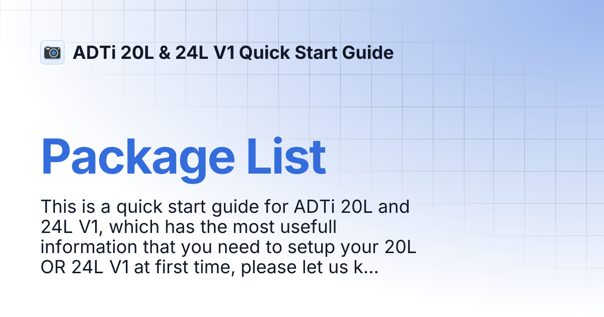 Package List | ADTi 20L & 24L V1 Quick Start Guide